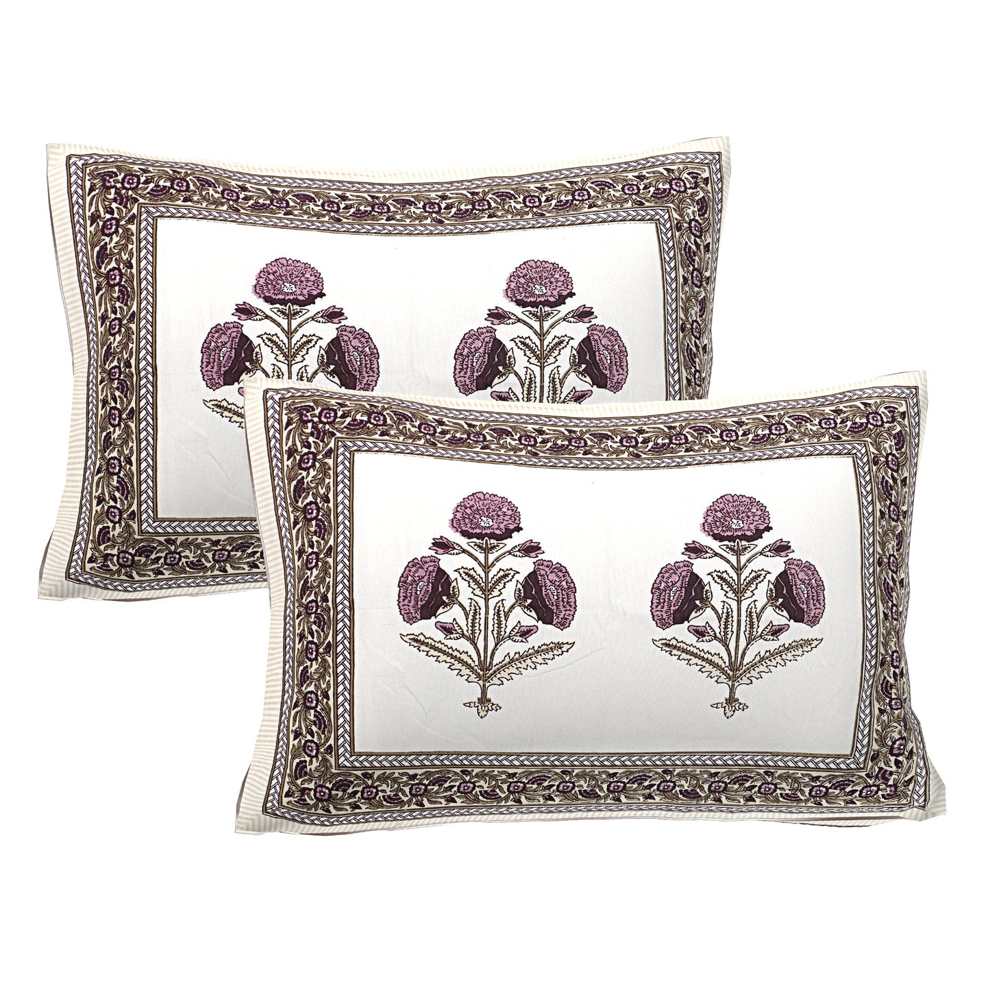 Floral Motif Pillow Covers pair -pink