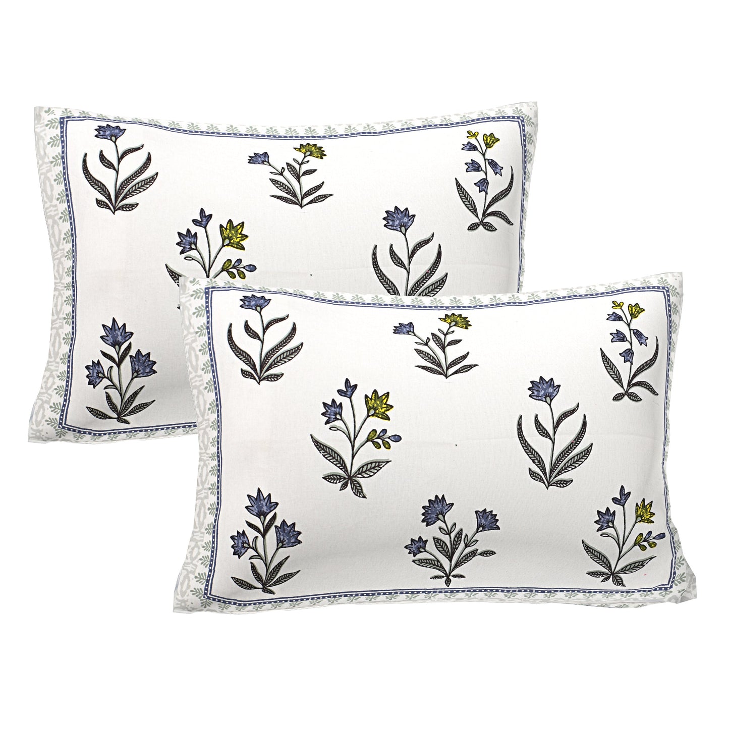 Border Motif Pillow Covers pair -blue