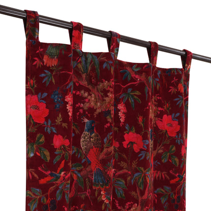 Birds of Paradise 1 Velvet Curtain -Maroon