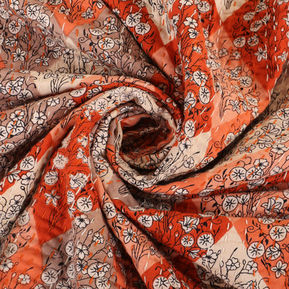 Hand Quilted Kantha Bedcover- Subtle Orange