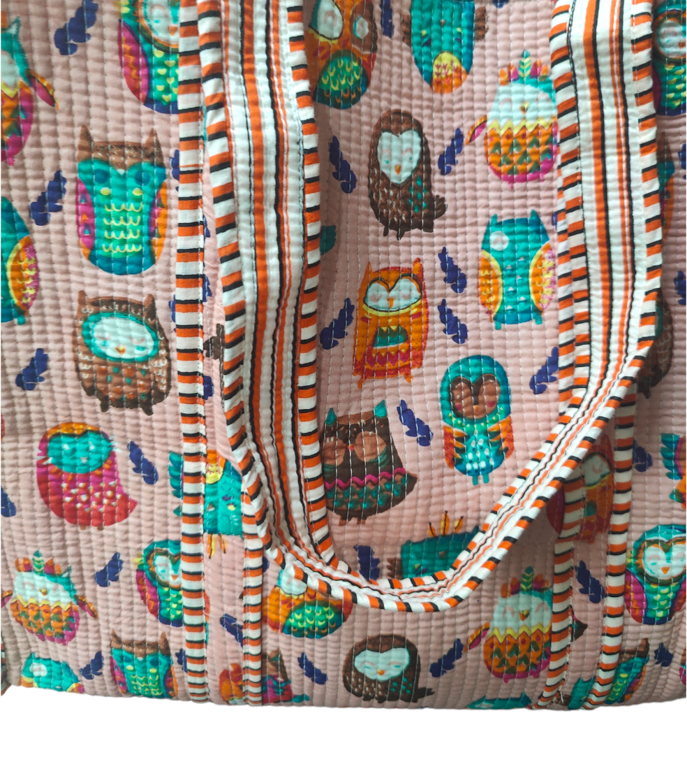 Handmade Quilted Tote Bag - Peach Love