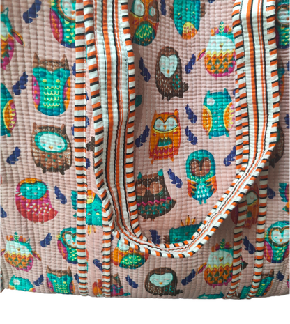 Handmade Quilted Tote Bag - Peach Love