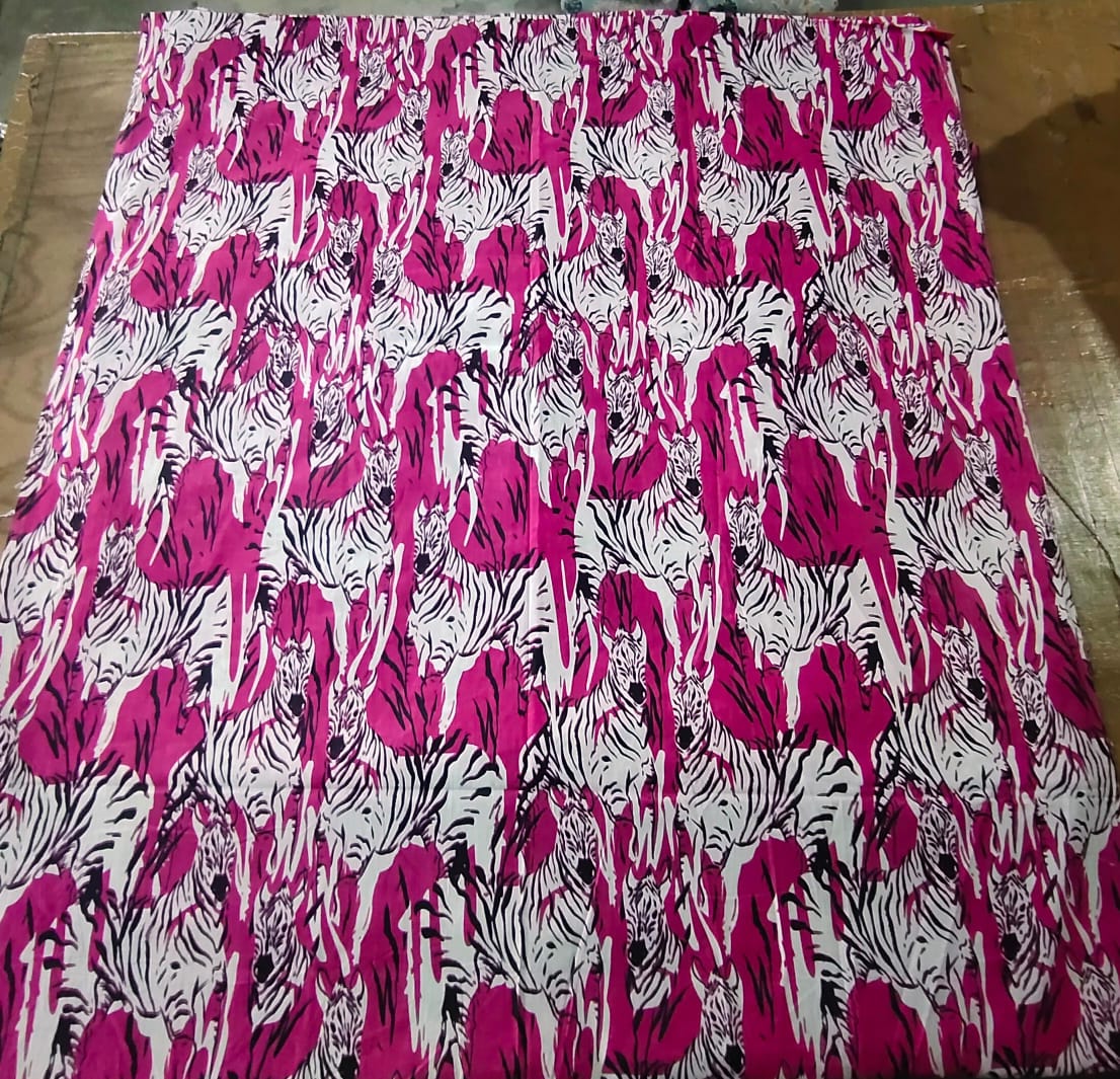 Zebra Pink cotton cambric width 44 inches Fabric per meter