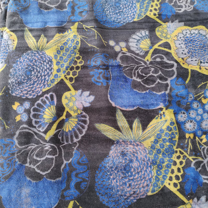 Fruits Velvet fabric for upholstery -Black
