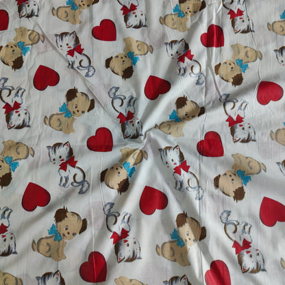 Puppy Love White Cotton cambric 44 inches width Fabric per meter