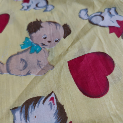 Puppy Love yellow Cotton cambric 44 inches width Fabric per meter