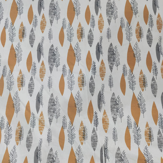 Cotton duck fabric for upholstery- mustard leaf sketch