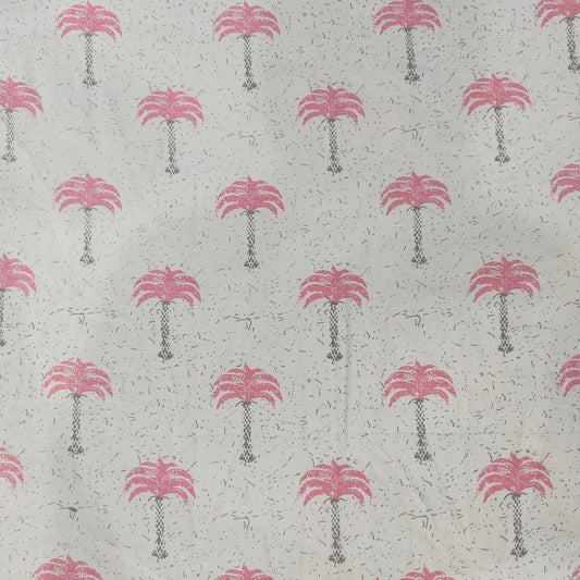 Cotton duck fabric for upholstery- pink palm tree