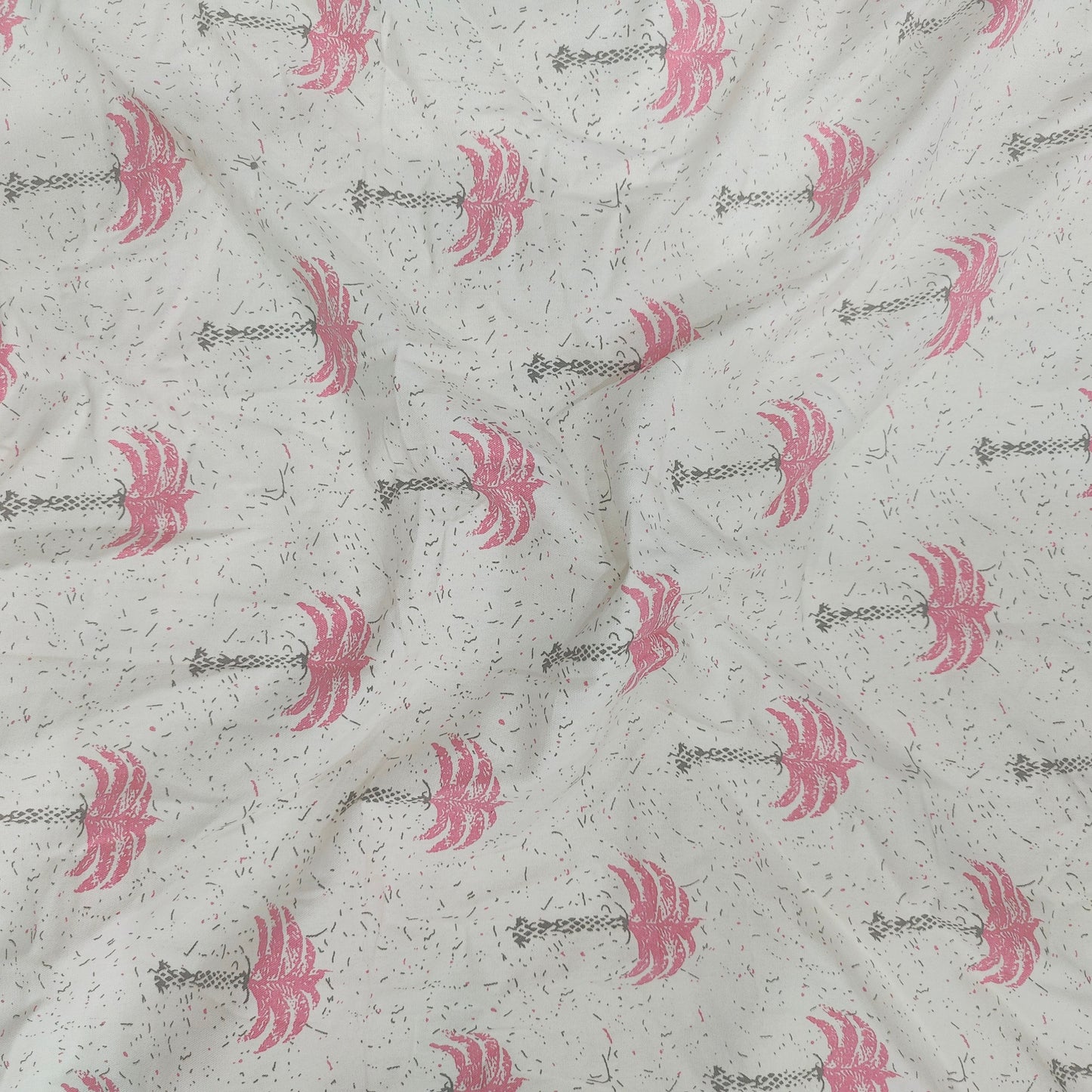 Cotton duck fabric for upholstery- pink palm tree