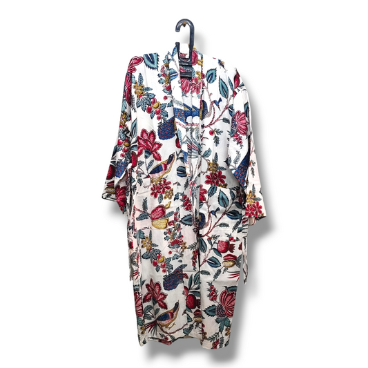 Cotton Hand Printed Kimono Robe London Springs