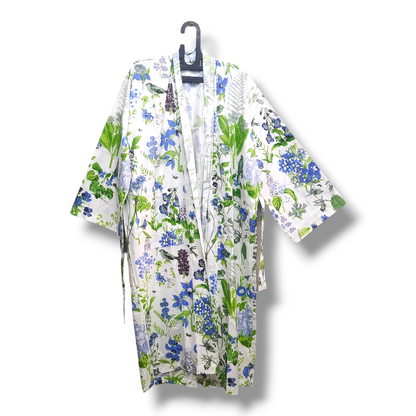 Cotton Hand Printed Kimono Robe Fresh Flowers