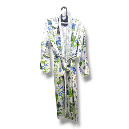 Cotton Hand Printed Kimono Robe Fresh Flowers