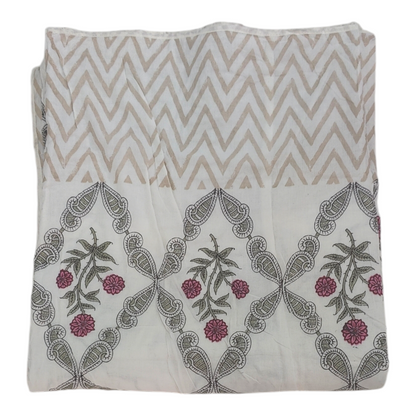 Meraki Pink Block Print Malmal AC Quilt/Dohar