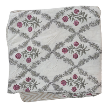 Meraki Pink Block Print Malmal AC Quilt/Dohar