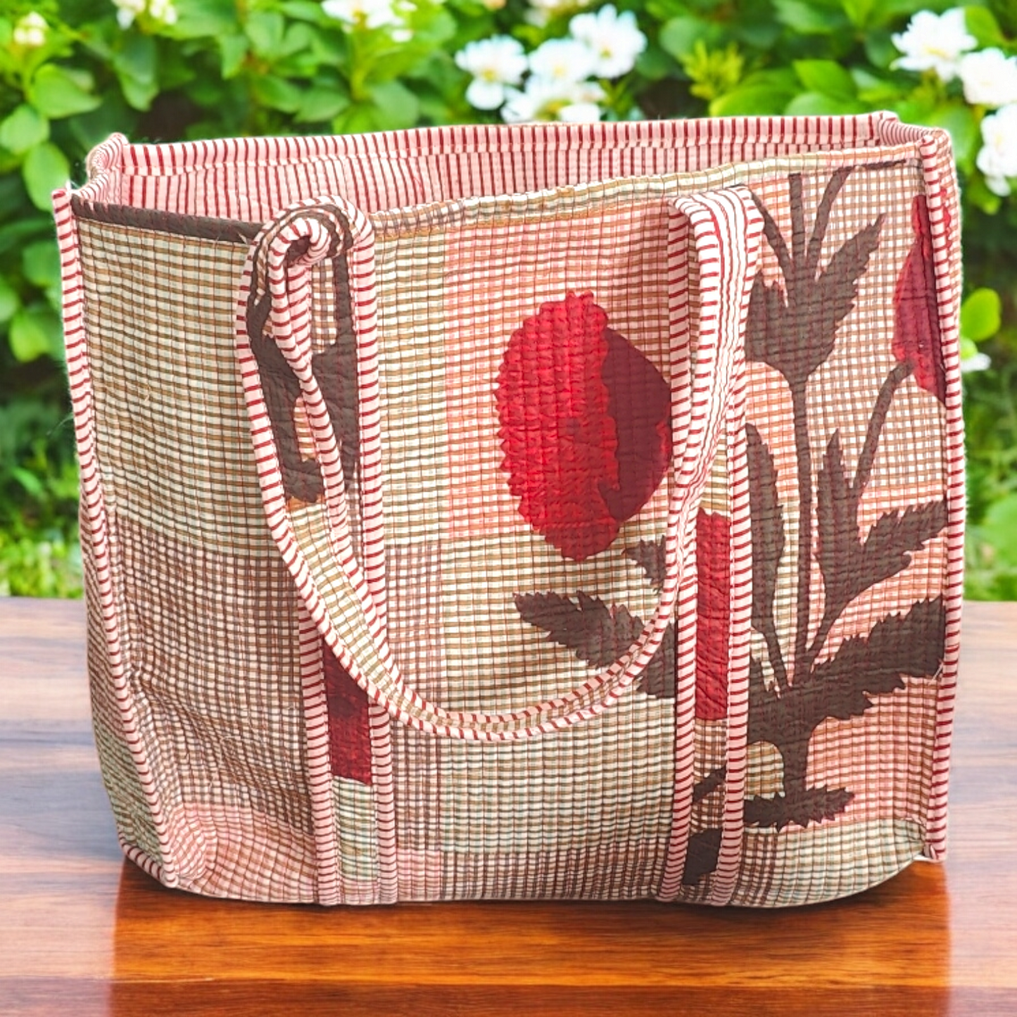 Handmade Quilted Tote Bag -multicolor