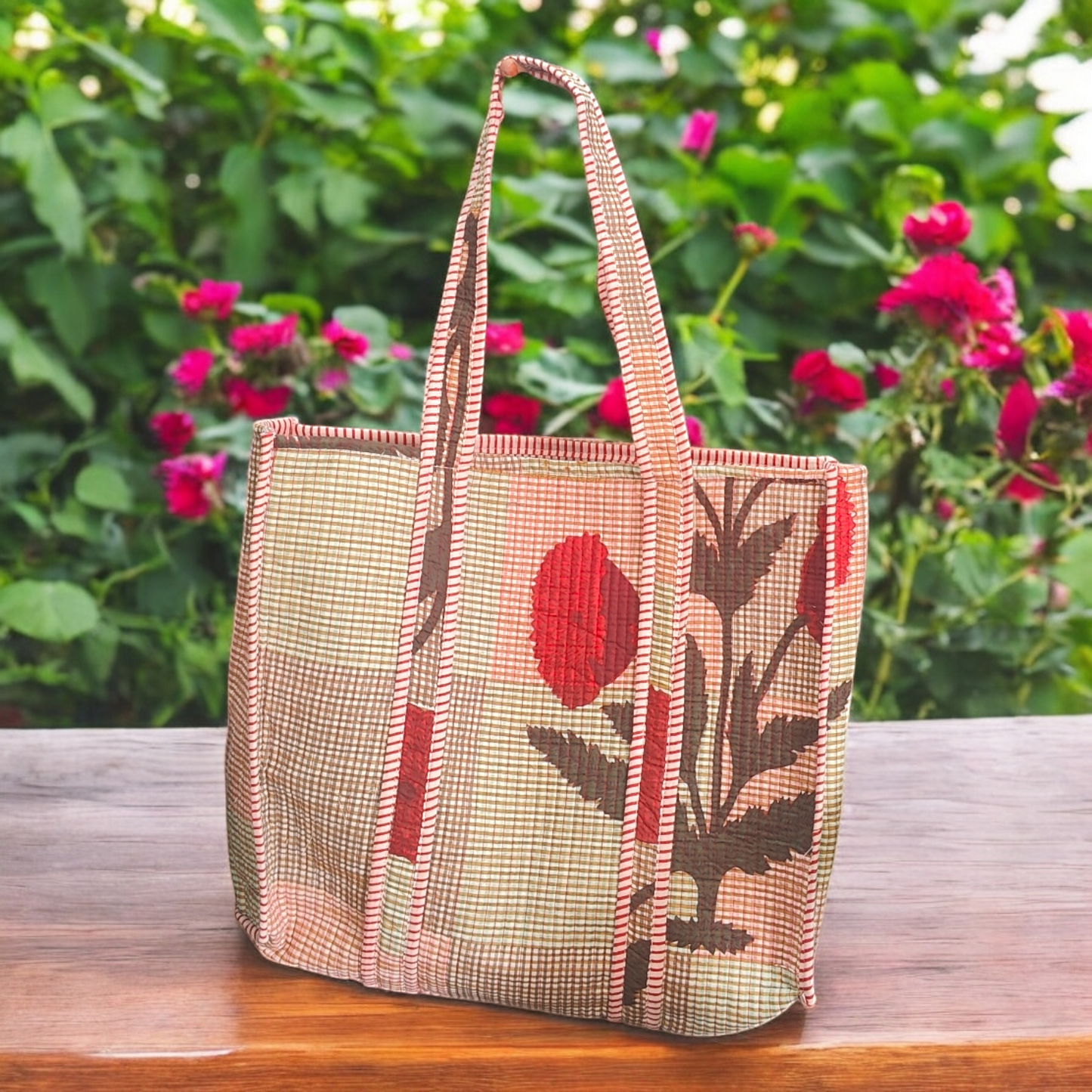 Handmade Quilted Tote Bag -multicolor