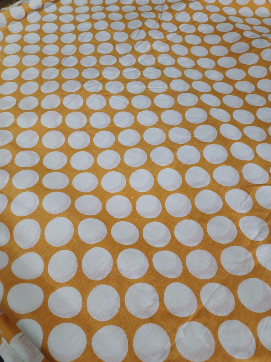 Polka Circles yellow cotton cambric 44 inches width Fabric per meter