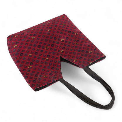 Diamond V Cut Velvet Hand Bag- Maroon