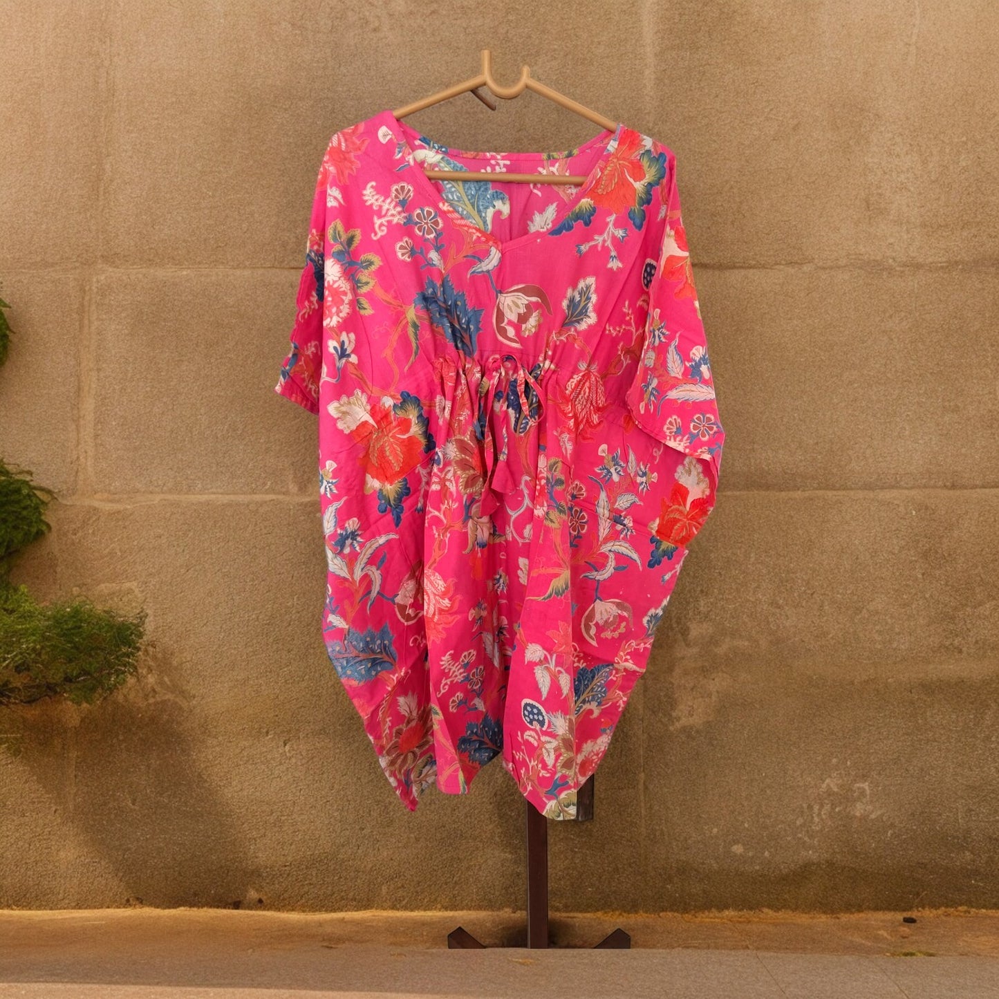 Cambric Kaftan for Summer tree of life pink