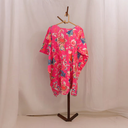 Cambric Kaftan for Summer tree of life pink