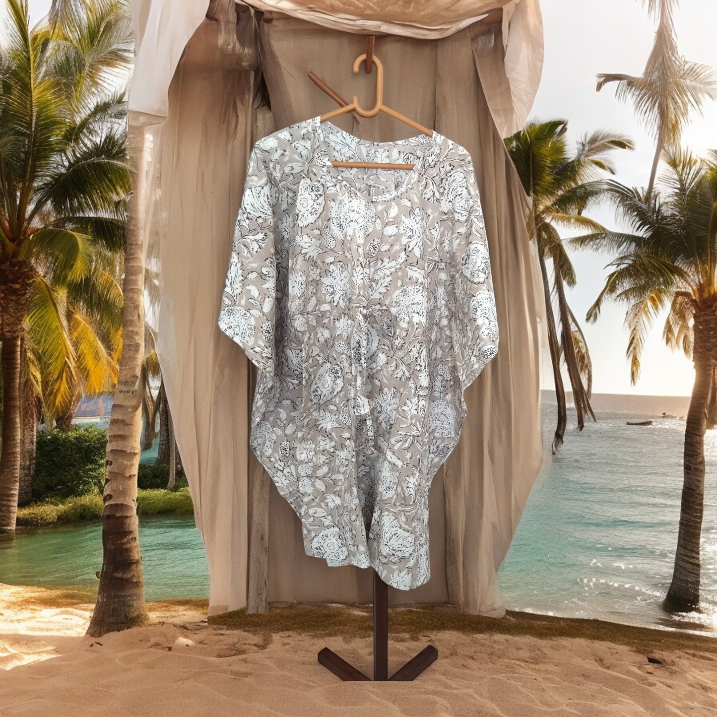 Cambric Kaftan for Summer soft beige