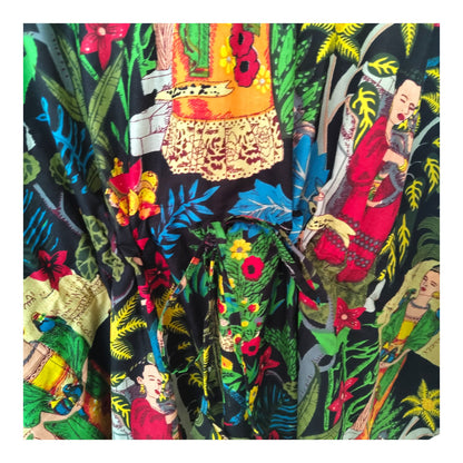 Cambric Kaftan for Summer frida kahlo black