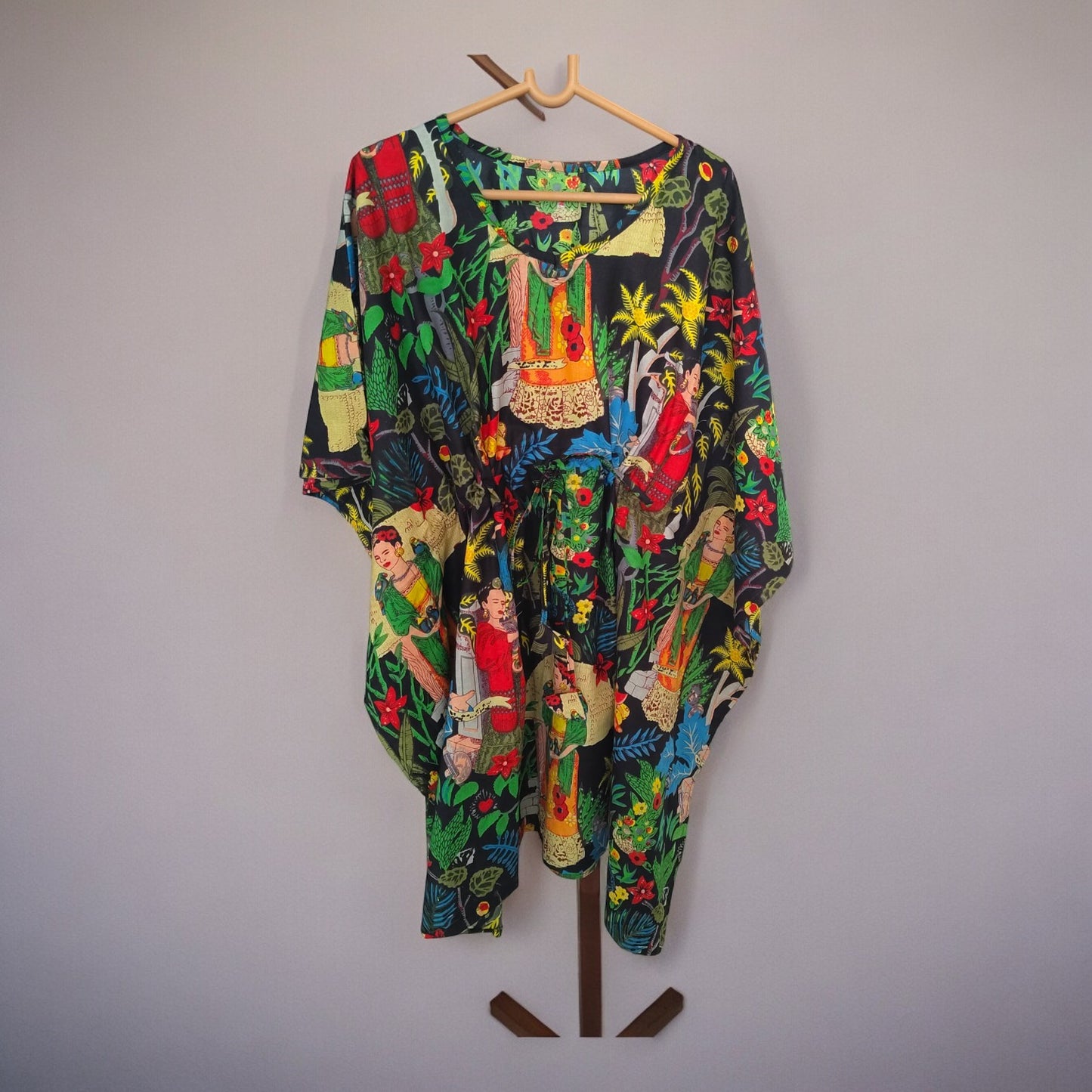 Cambric Kaftan for Summer frida kahlo black