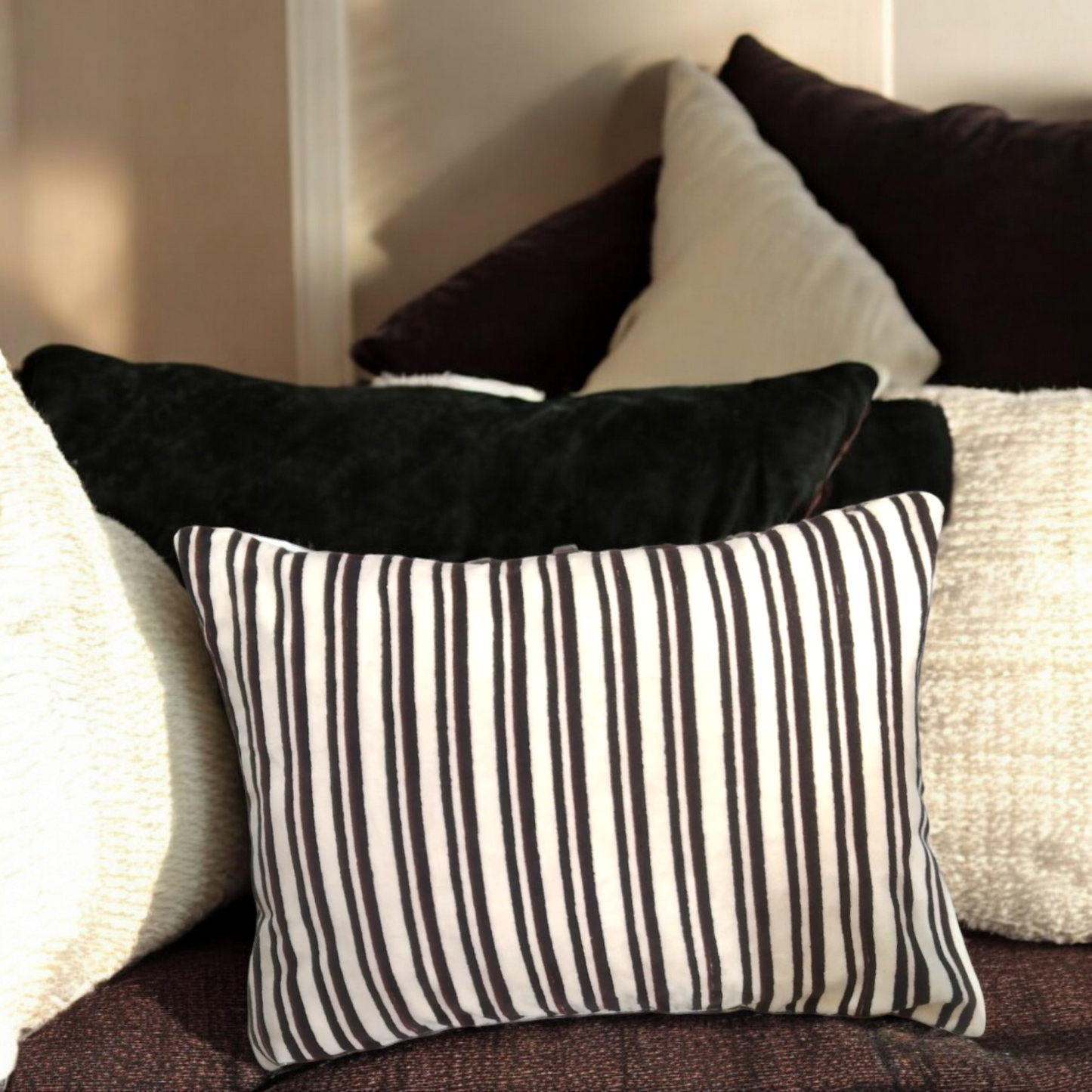 14 x 20 inch stripes brown velvet lumber cushion cover/ sham