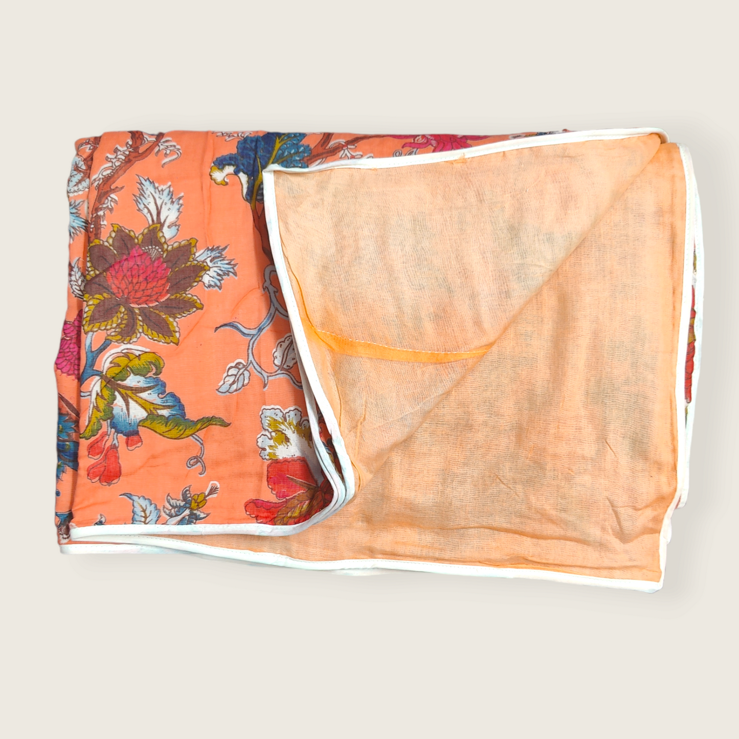 Malmal AC Quilt/Dohar- Tree of Life Orange