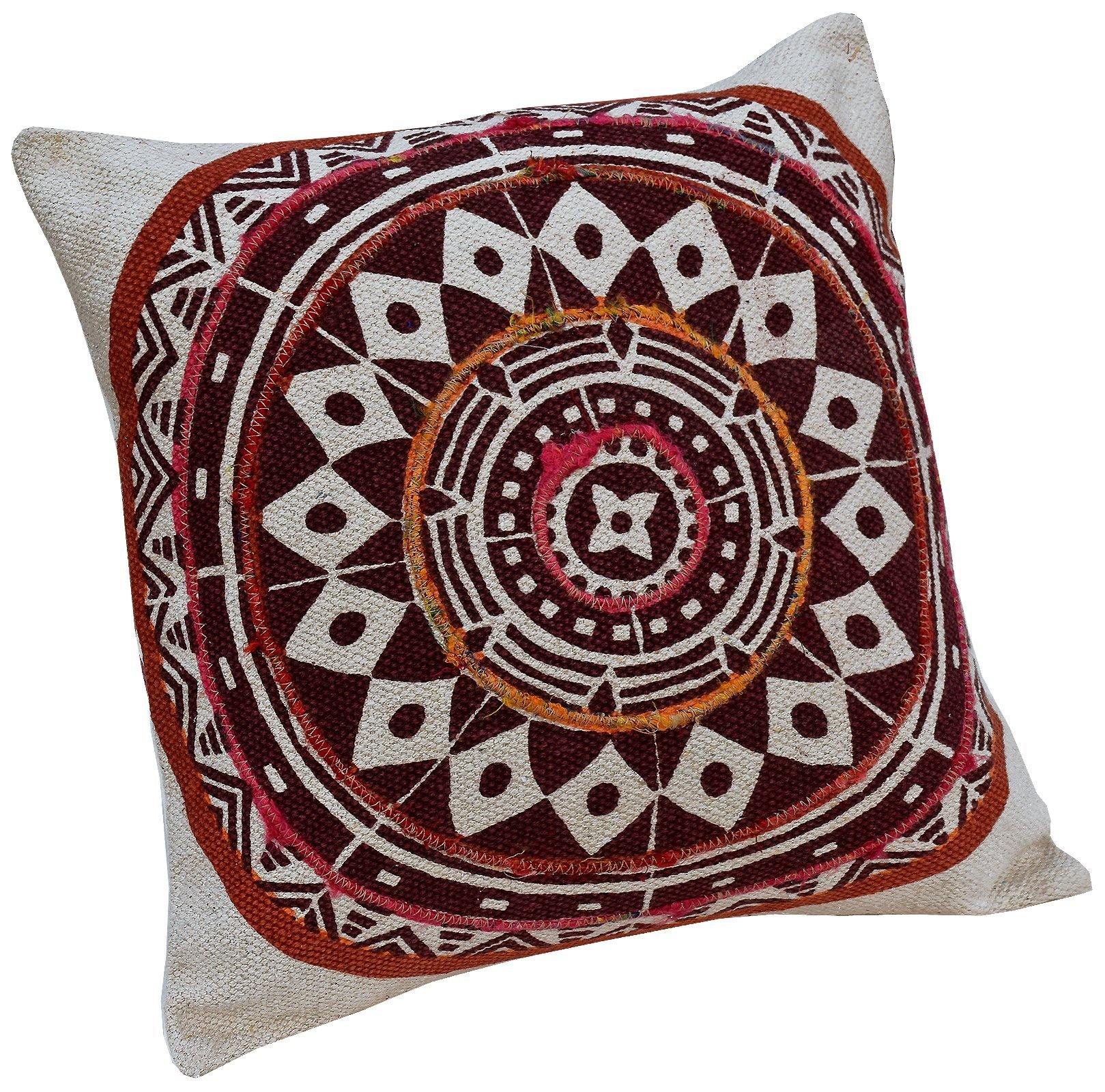 16" Designer Cushion Cover - Mandala Red - The Teal Thread