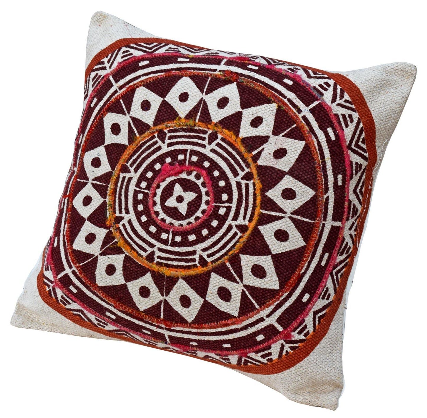 16" Designer Cushion Cover - Mandala Red - The Teal Thread