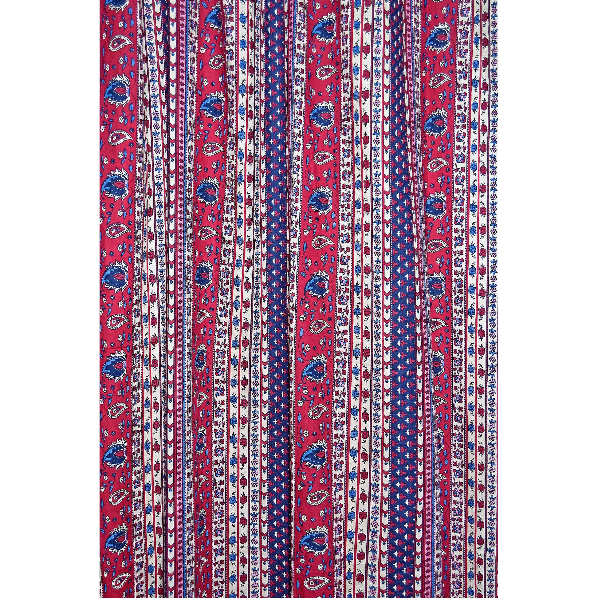 Border Print Camrik Pair of curtain- Maroon - The Teal Thread