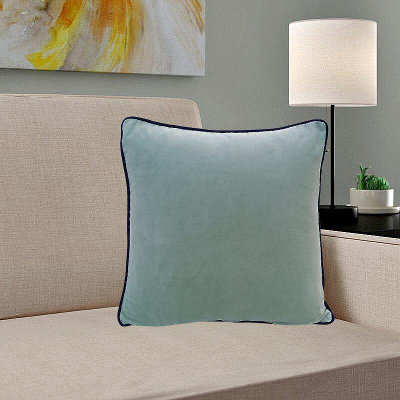 Grey Velvet Cushion Cover with piping – The Teal Thread