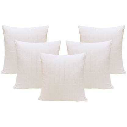 18" Off White Checkered Cotton Cushion Cover - The Teal Thread