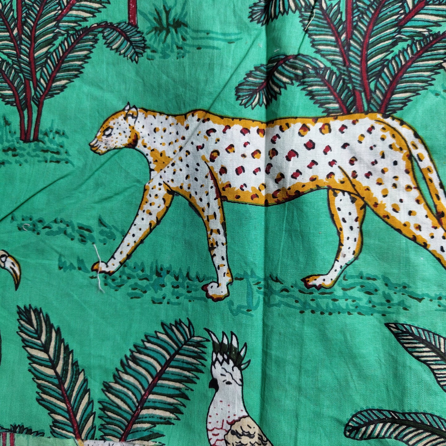 Jungle Panther Green Cotton cambric 44 inches width Fabric per meter