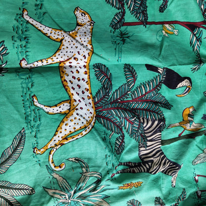 Jungle Panther Green Cotton cambric 44 inches width Fabric per meter